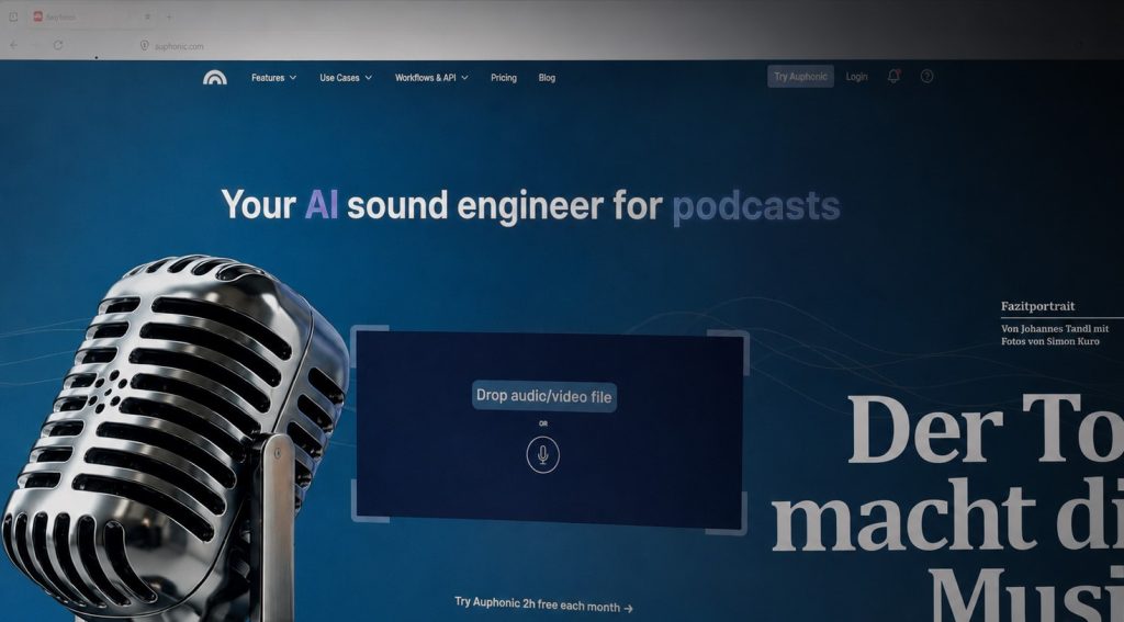 Das Bild zeigt die Webpage von Auphonic